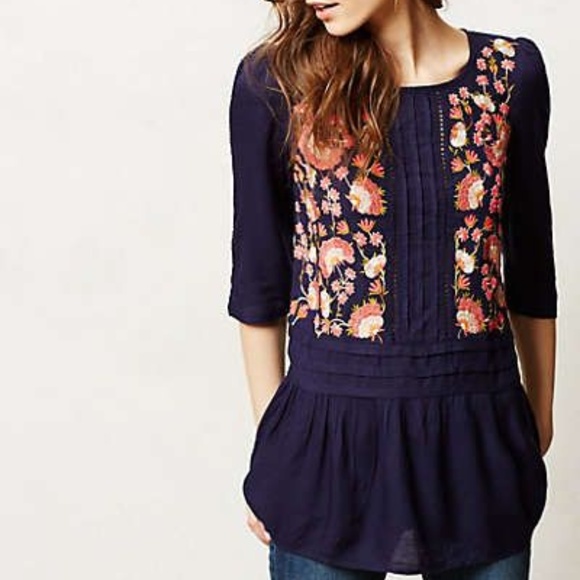 Anthropologie Tops - Anthropologie Embroidered Tunic